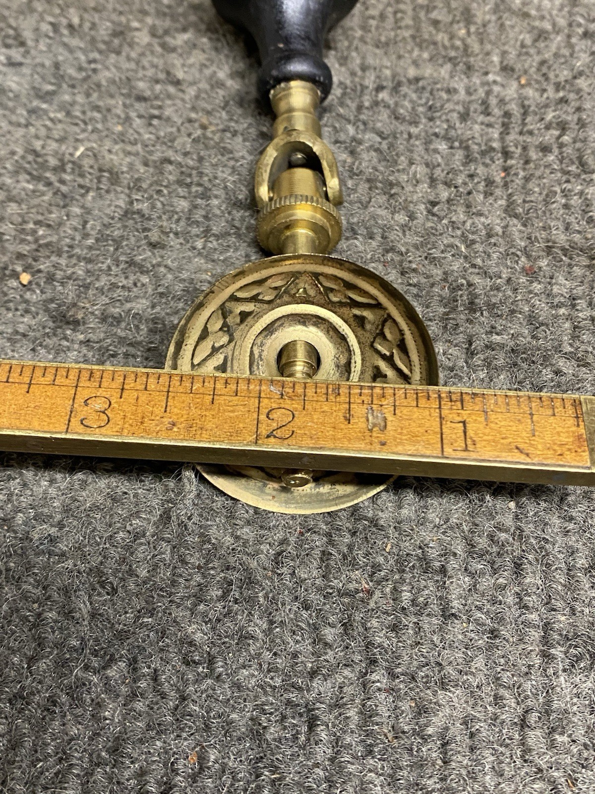 Victorian Eastlake Teardrop Drawer Pulls Drop Knob Brass and Black Ebony Wood