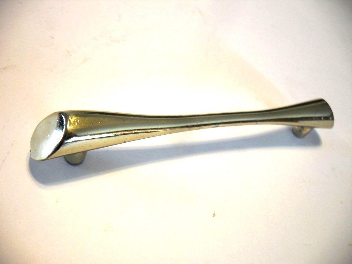 Vintage Nos Polished Brass Drawer Bar Pull Beveled Ends Cabinet Door Handle Ajax