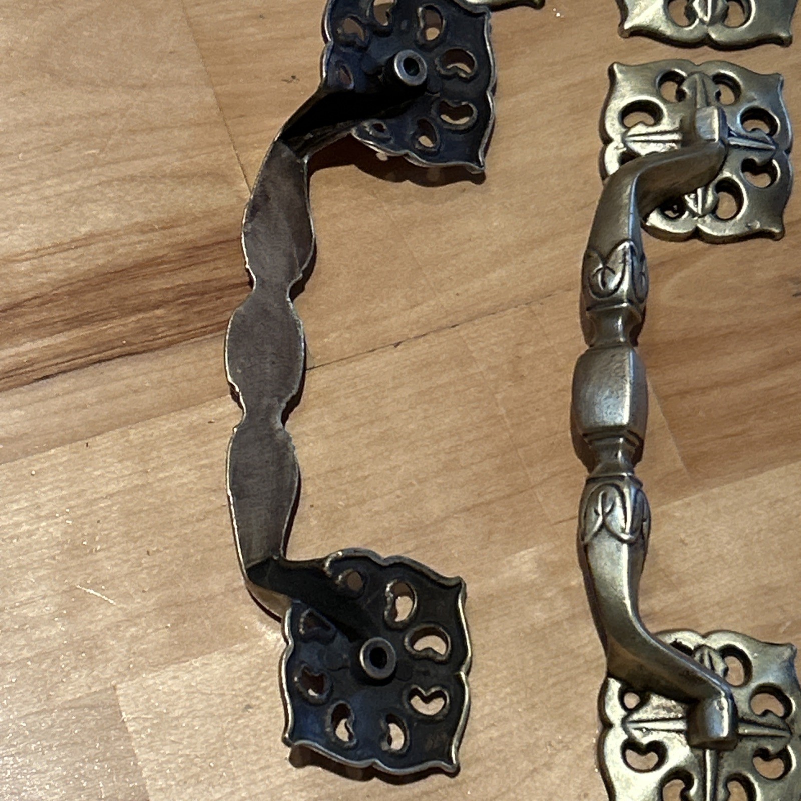Set 6 Large Vintage 70s Solid Brass Celtic Drawer Handles Pulls 5 5/8” Centers