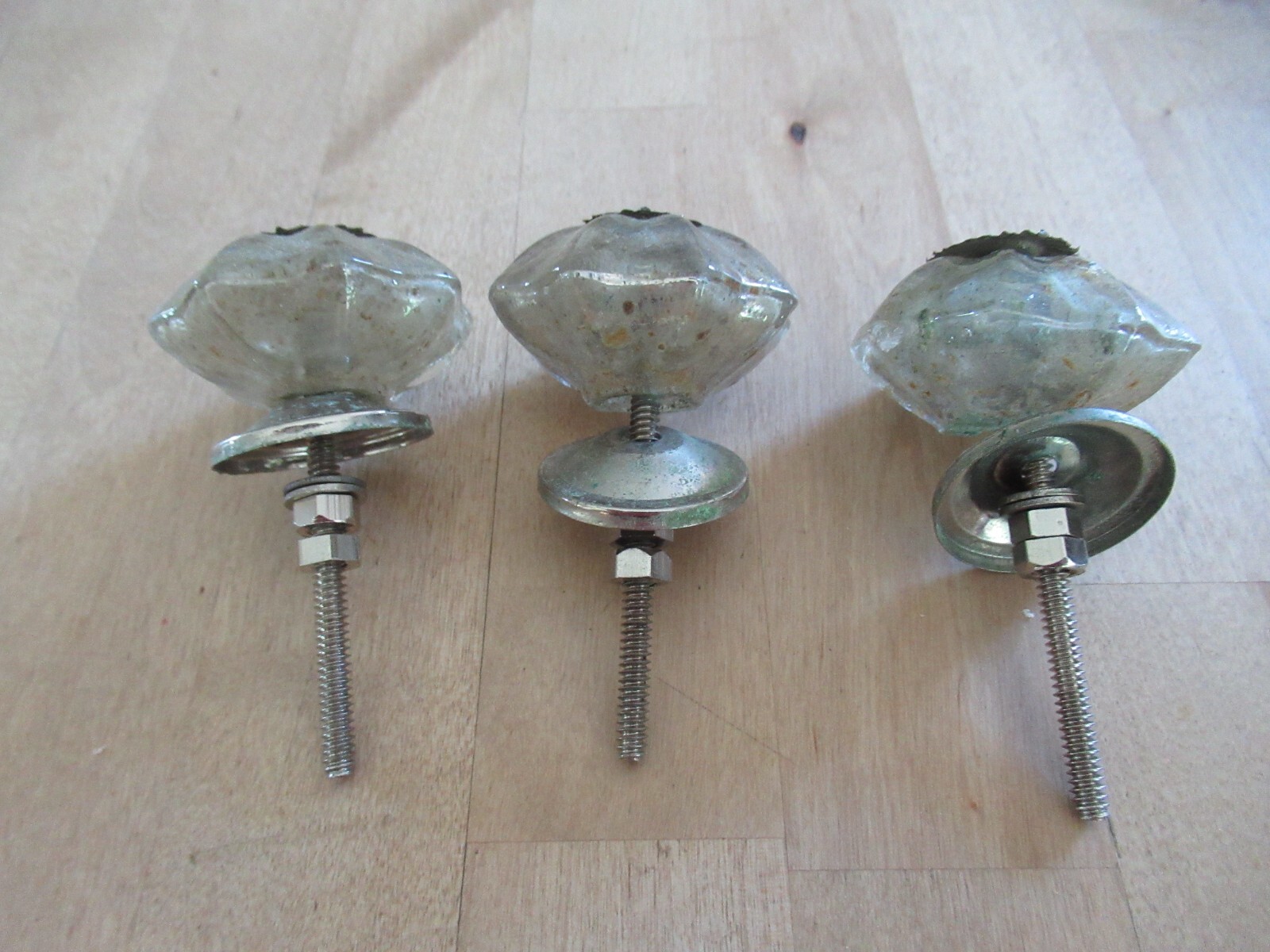 Lot of 9 Vintage Silver Mercury Glass and Metal Drawer Pull Dresser Door Knob