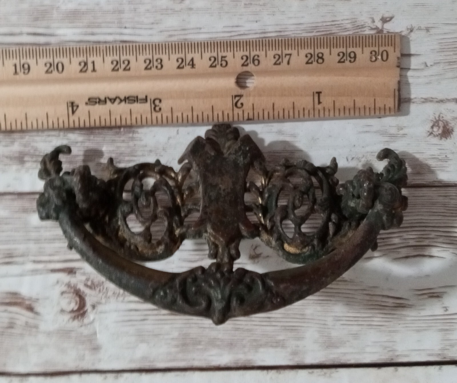7 Antique Cast Brass Drawer Pulls Drop Bail Victorian Furniture Handle Hardware