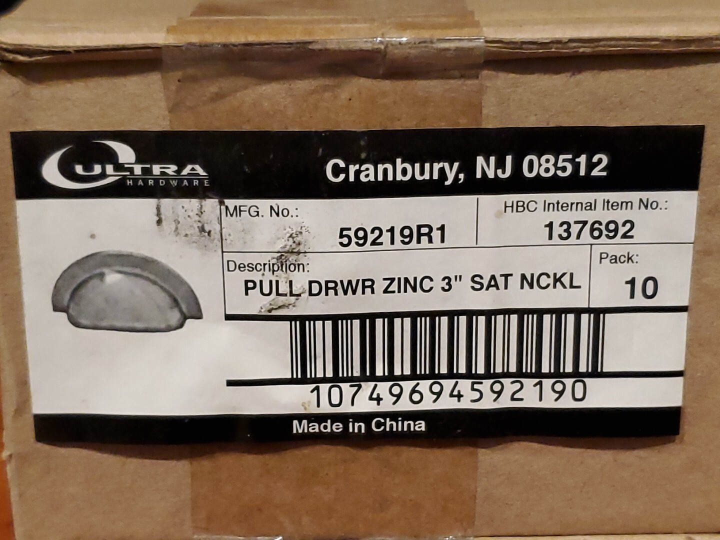 Set of (10) Zink Satin Nickel 3″ Drawer Cup Pulls with Screws Oultra Hardware