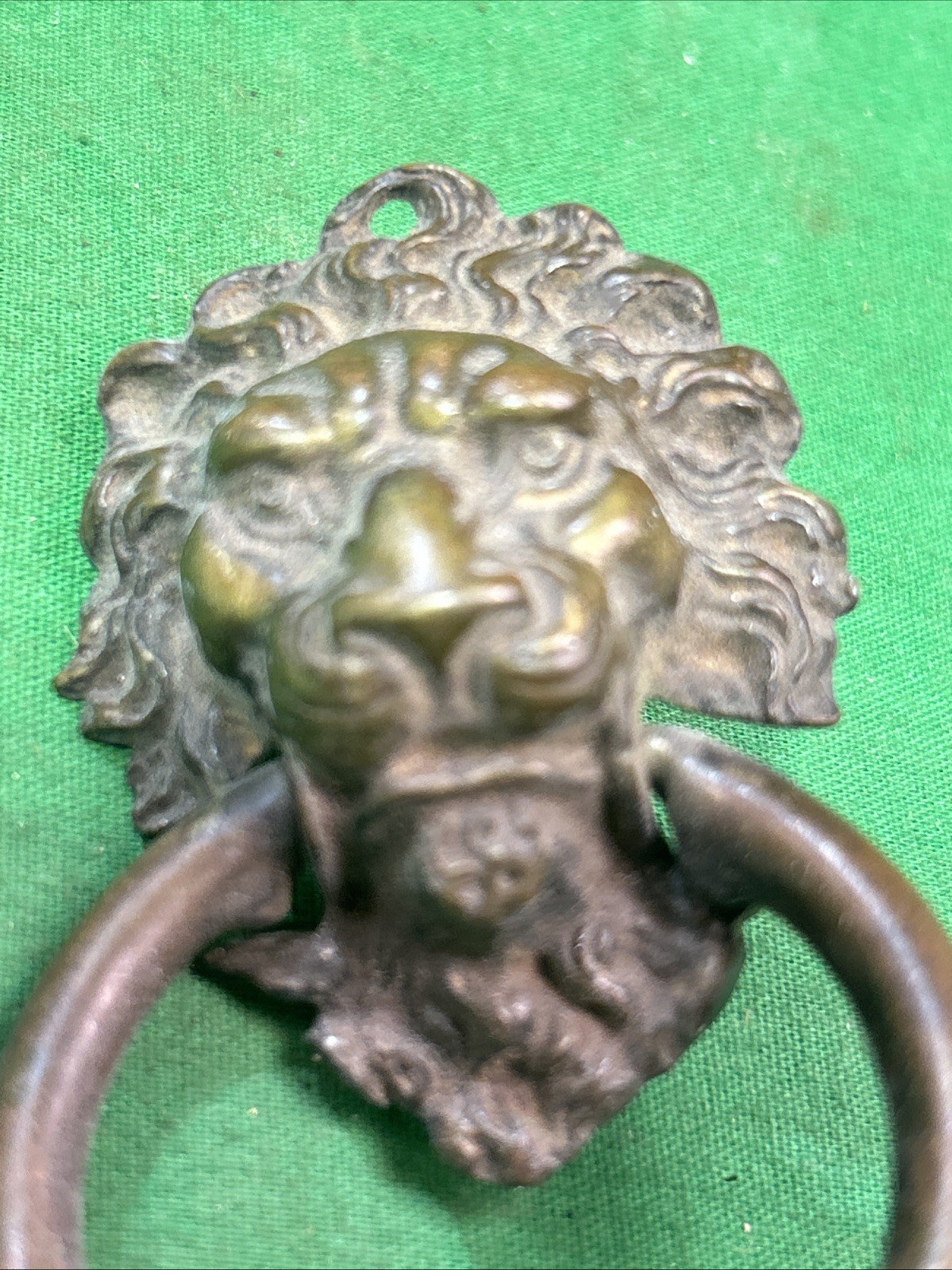 VINTAGE BRASS LION HEAD DRESSER CHEST DRAWER CABINET RING PULL