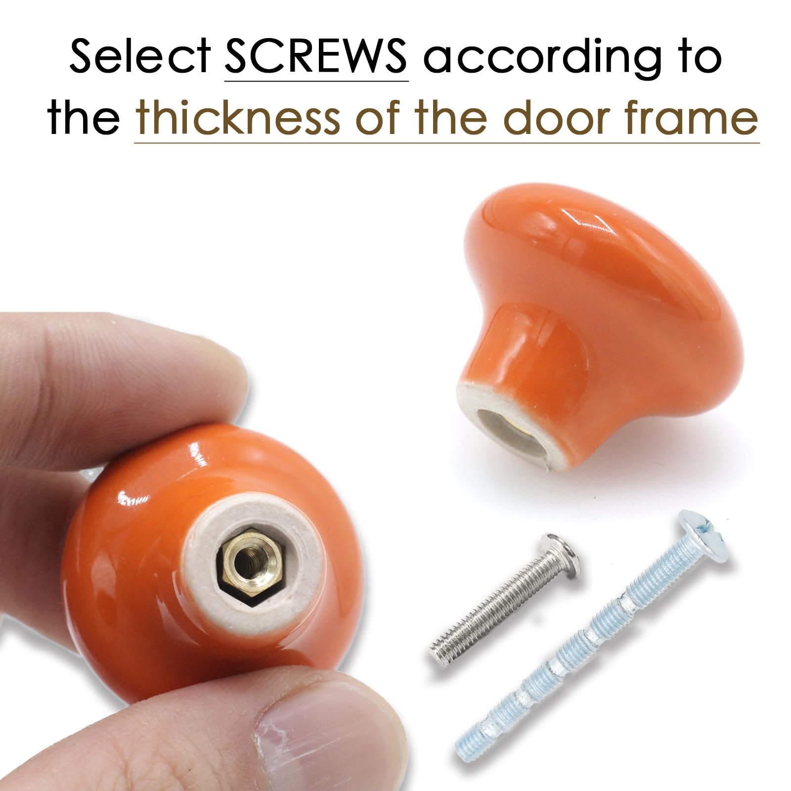 10Pack Ceramic Cabinet Knobs, 1.26Inch/32mm Orange Round Drawer Dresser Knob Pul