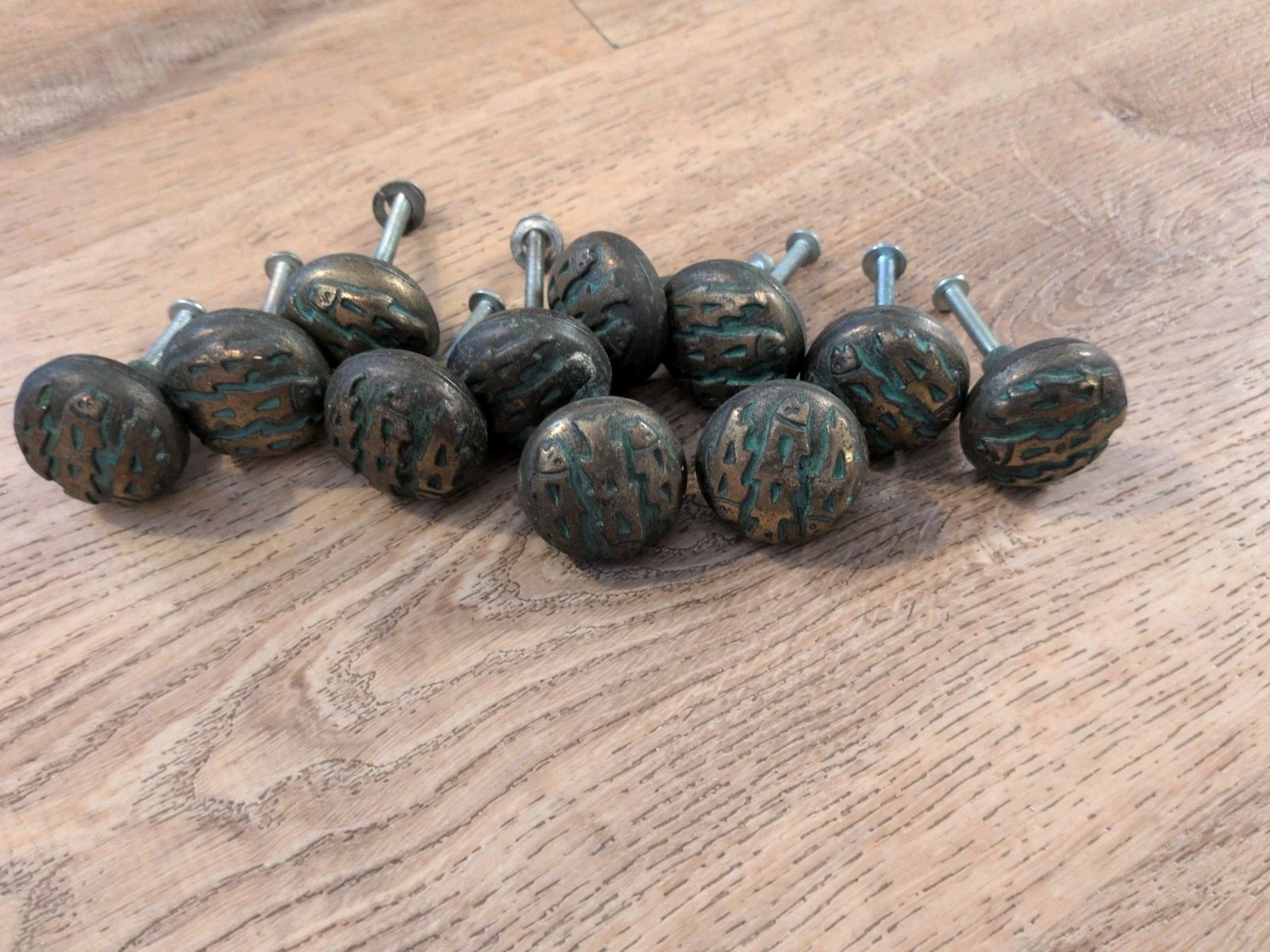Vintage Brass Pull Knobs Fish Motif Lot Of 11 Southwestern Style