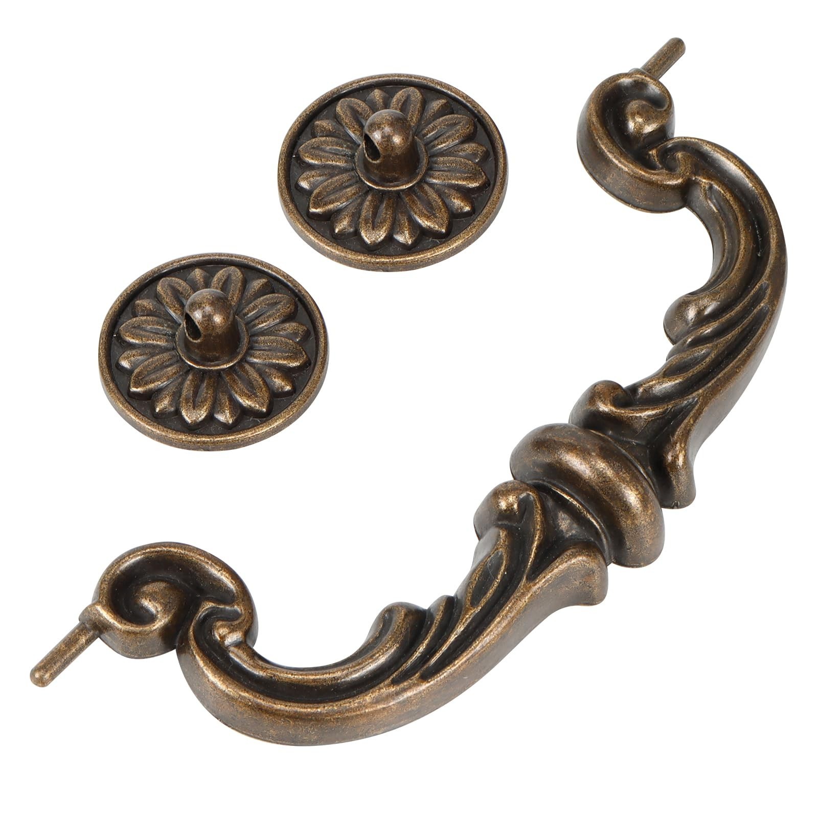 4Pcs Antique Bronze Drop Bail Pull Handles – 6″ Center, Heavy Duty Zinc Alloy, R