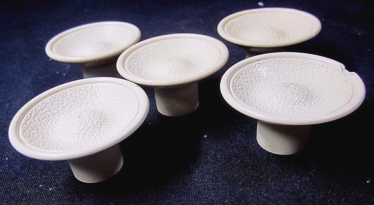 Beige Pebbled Concave Plastic 1940s Pull Knob Crackled Texture 1 Vtg MCM Retro