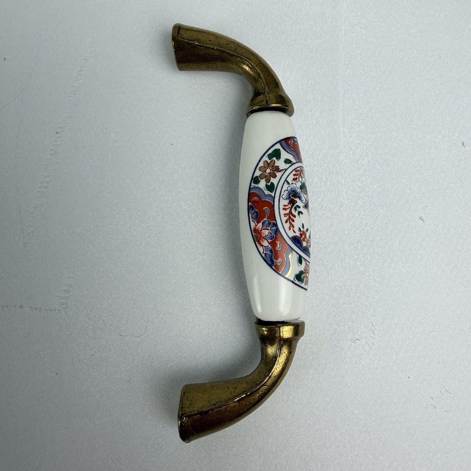 VTG Belwith Drawer Cabinet Pulls Procelain Brass Asian Japan Gold Set of 2 NEW