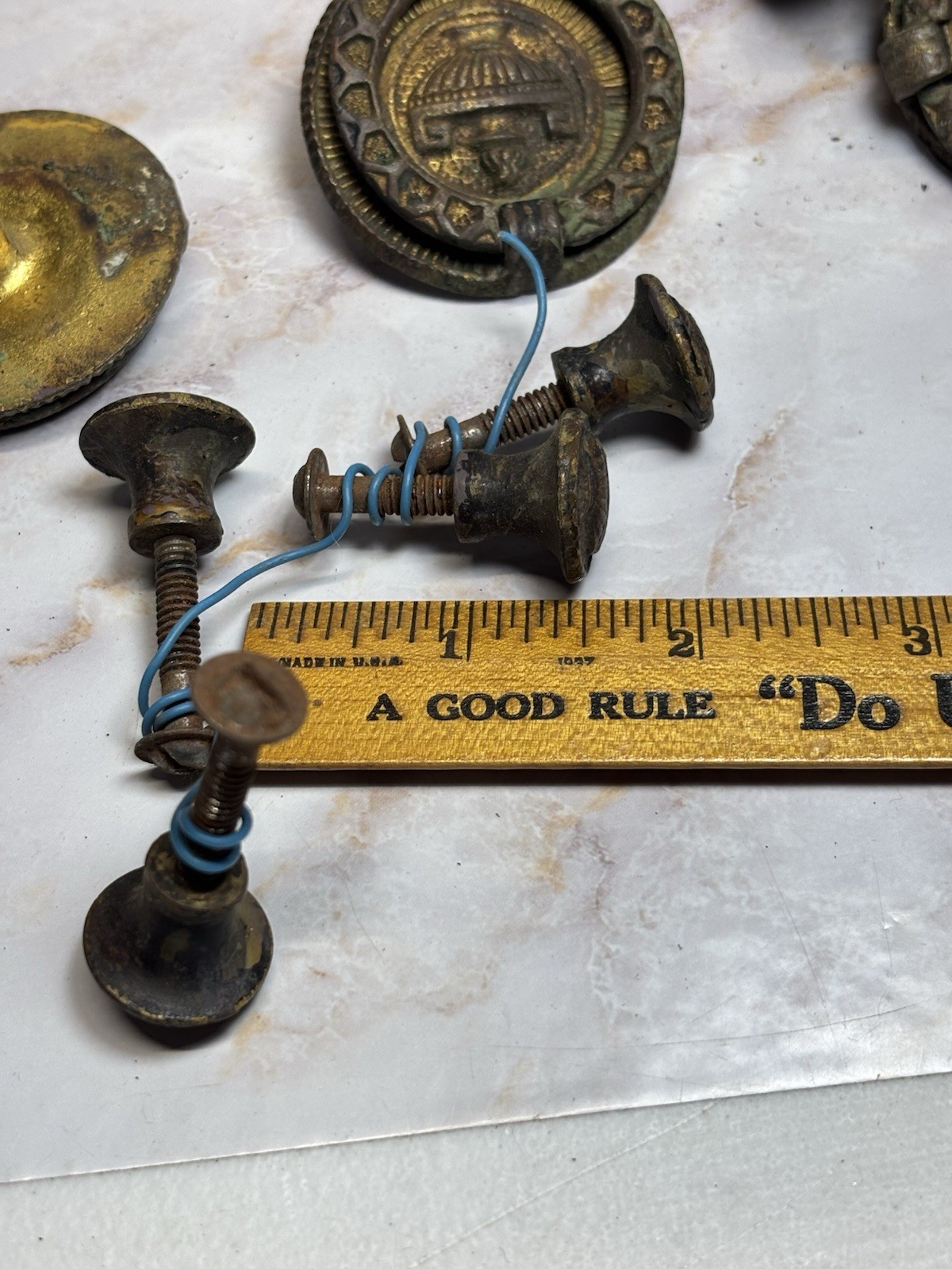Antique Drawer Pulls Hardware Ornate Round Deco Ring Pulls Set Of 4