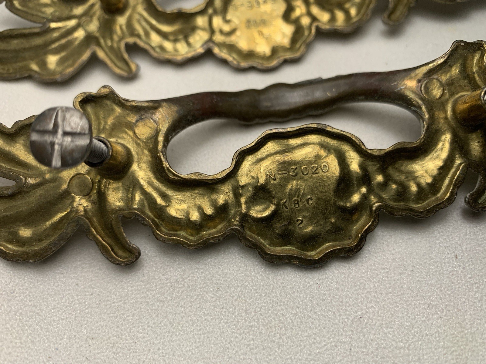 11 Vintage French Provincial Drawer Pulls 3″ centers + 4 Brass & White Coloring