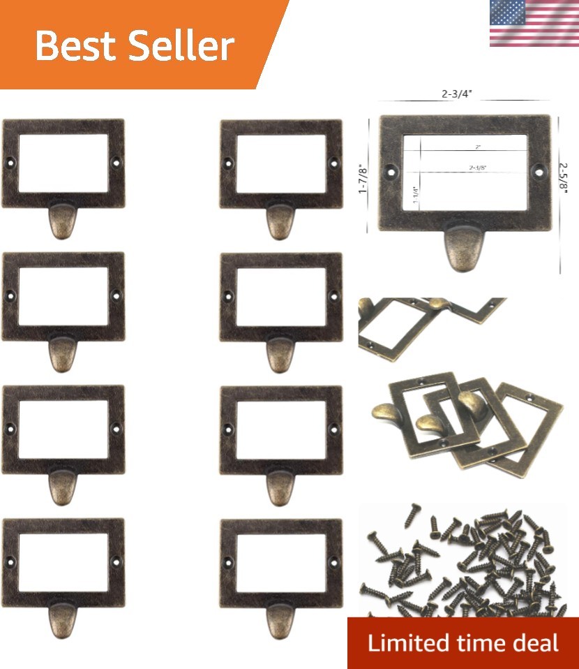 8-Pack Zinc Alloy Antique Bronze Label Frame Drawer Pulls -Vintage Industrial…