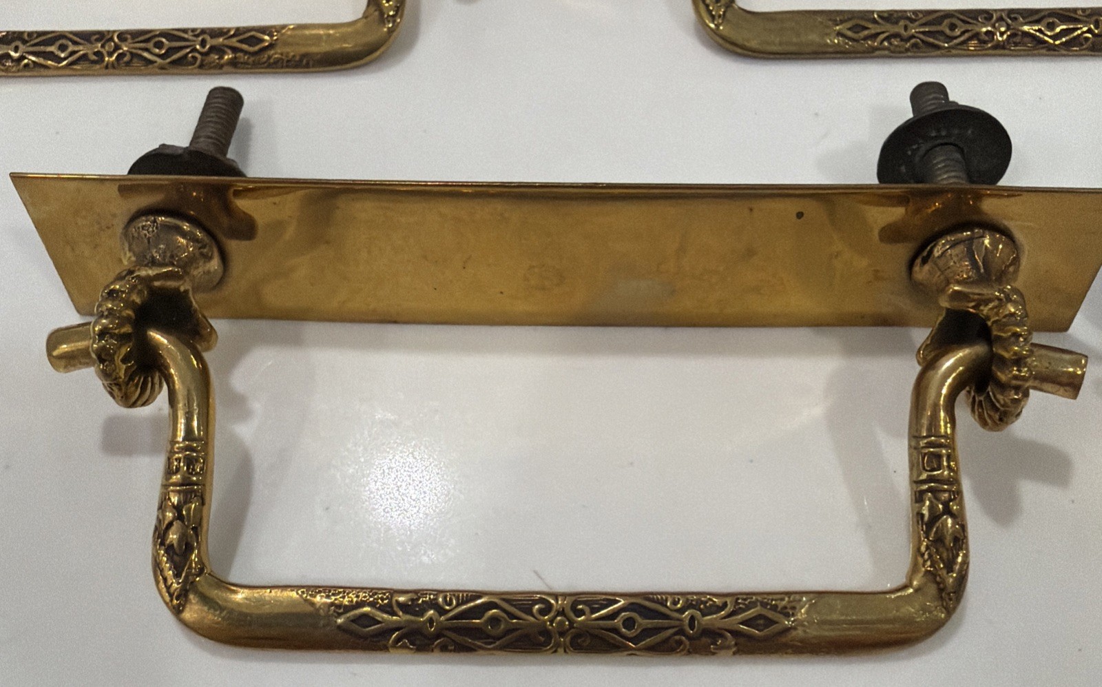 Set of 8 VTG EASTLAKE STYLE Brass Dresser Pulls Rectangular Art Deco Victorian