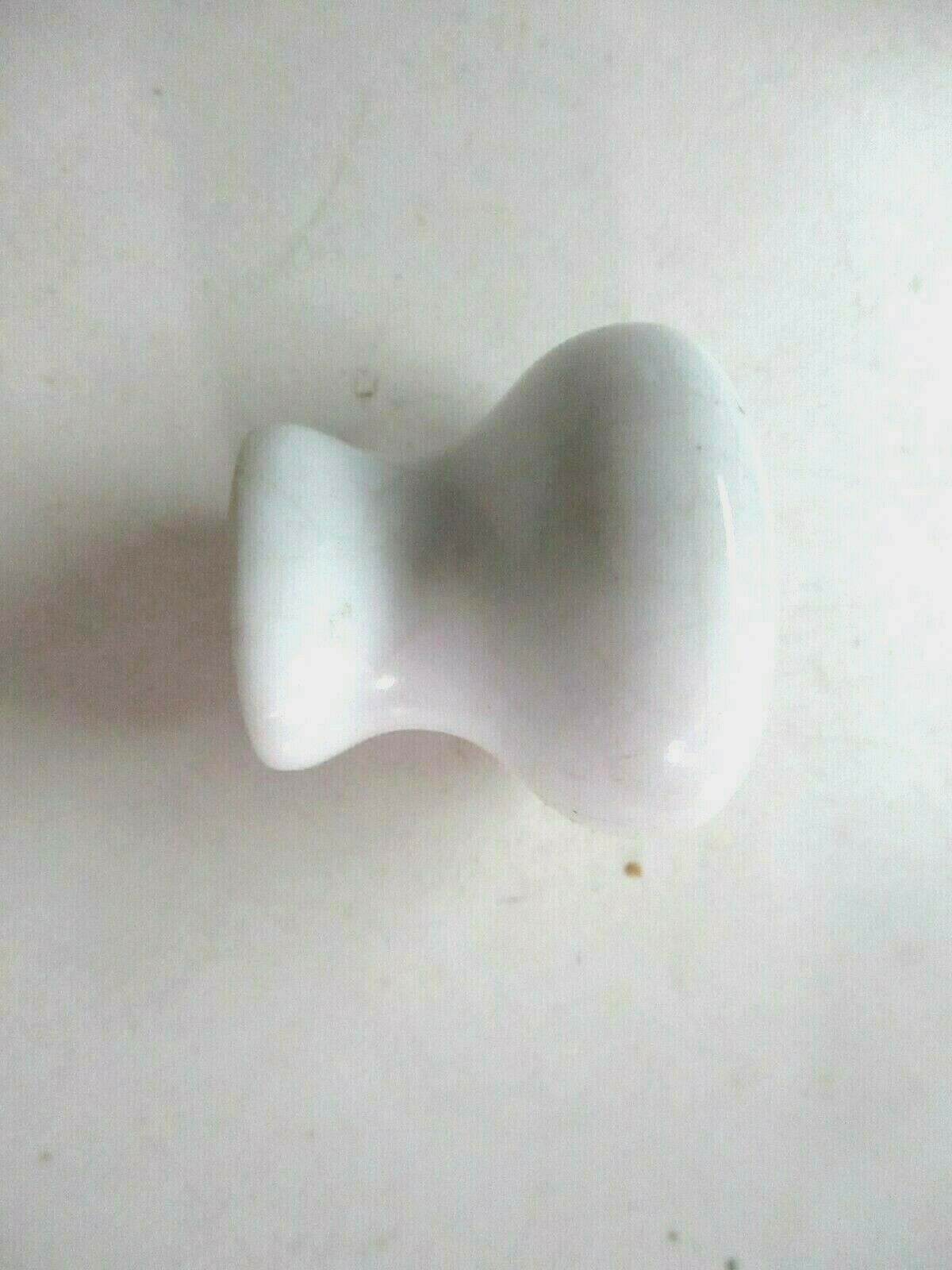 White Porcelain 1920s Mushroom Pull Knob Center Screw Hole 1-3/8″ Antique 1