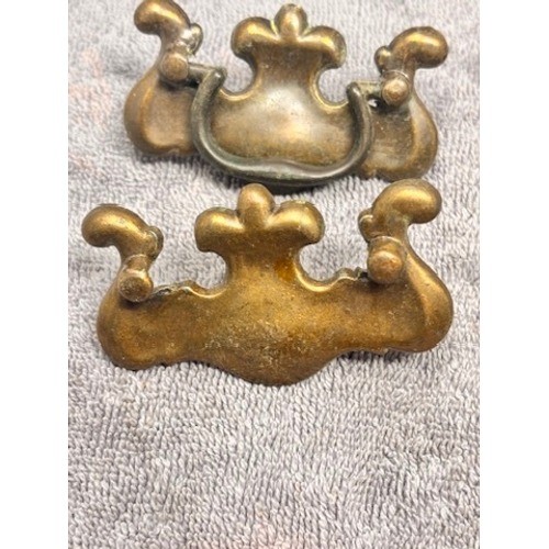 Vintage Belwith Brass Batwing Chippendale Drawer Pulls Set of 3 Cabinet Handles