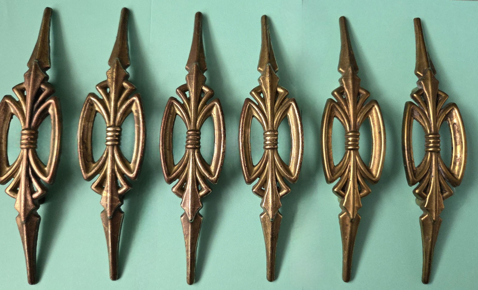 Vintage Art Deco Brass Bow Pull Drawer Cabinet Hollywood Regency (6 Avail)