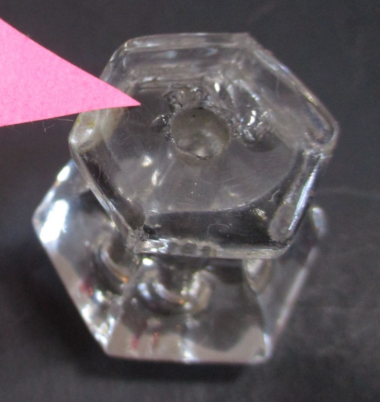 Hexagonal Clear Glass Drawer Knobs 6 Sided Dresser or Cabinet Pulls Salvage 6 PC