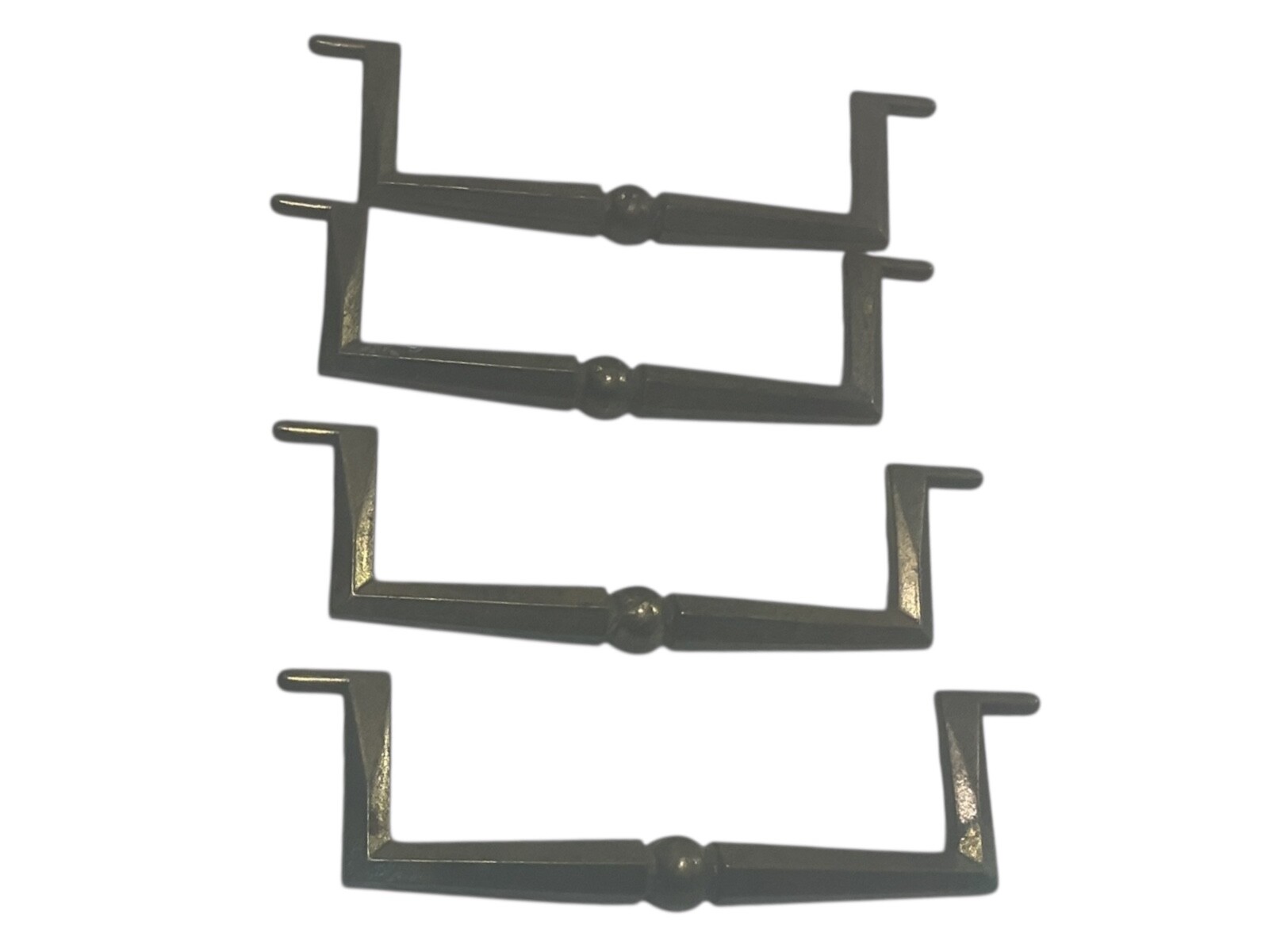 SOLID BRASS VINTAGE MCM SQUARE HANDLE DRAWER BAIL DROP PULL HANDLE LOT OF 4