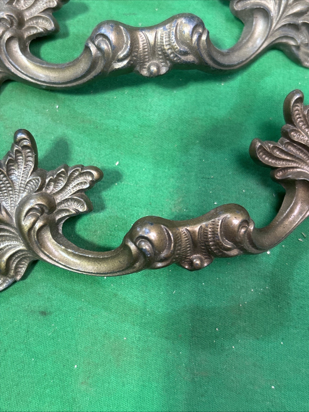 Three Vintage Pull French Provincial Drawer Pulls 6” Long 4″ Center