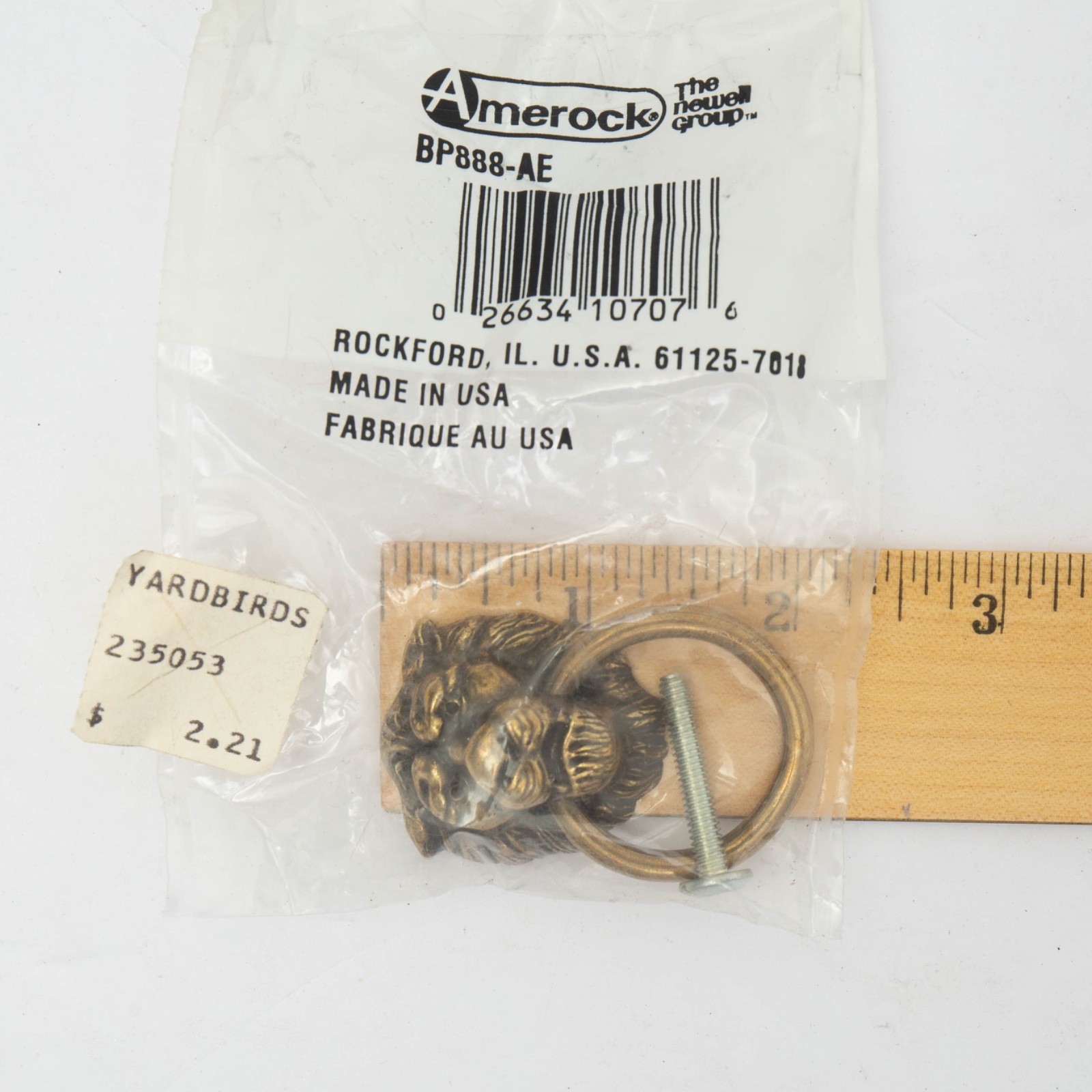 Amerock Lion Head Ringed Drawer Cabinet Pull Antique English Finish