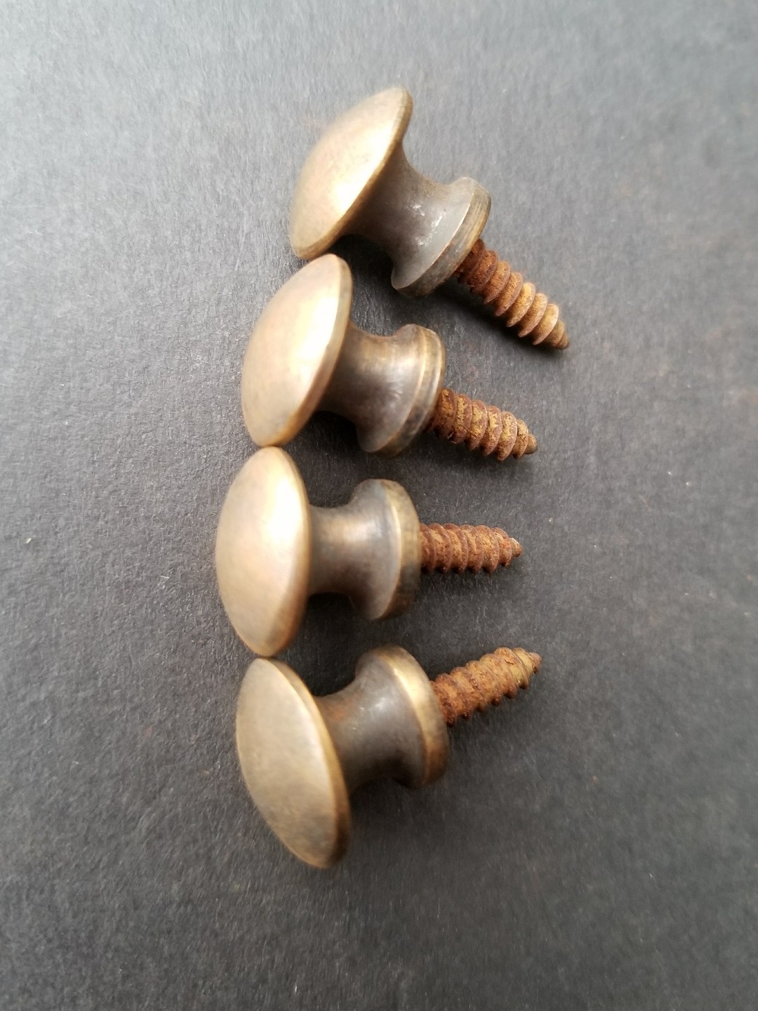 4 Solid Brass VERY SMALL Stacking Barrister Bookcase 7/16″ Knobs drawer Pulls #K