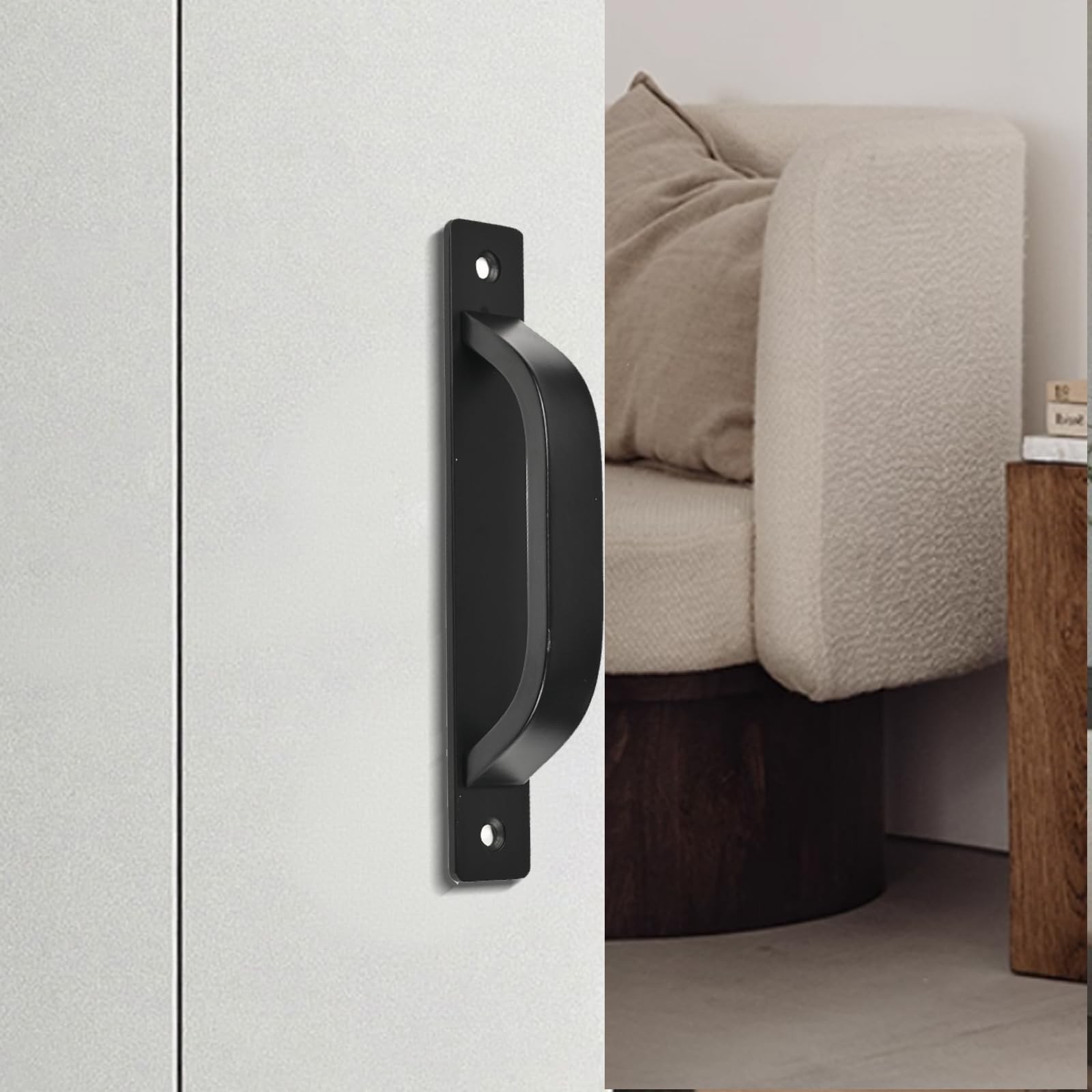 Dixiao 2Pcs 5inch/128mm Black Barn Door Handles, Cupboard Hardware Pull, Ward…