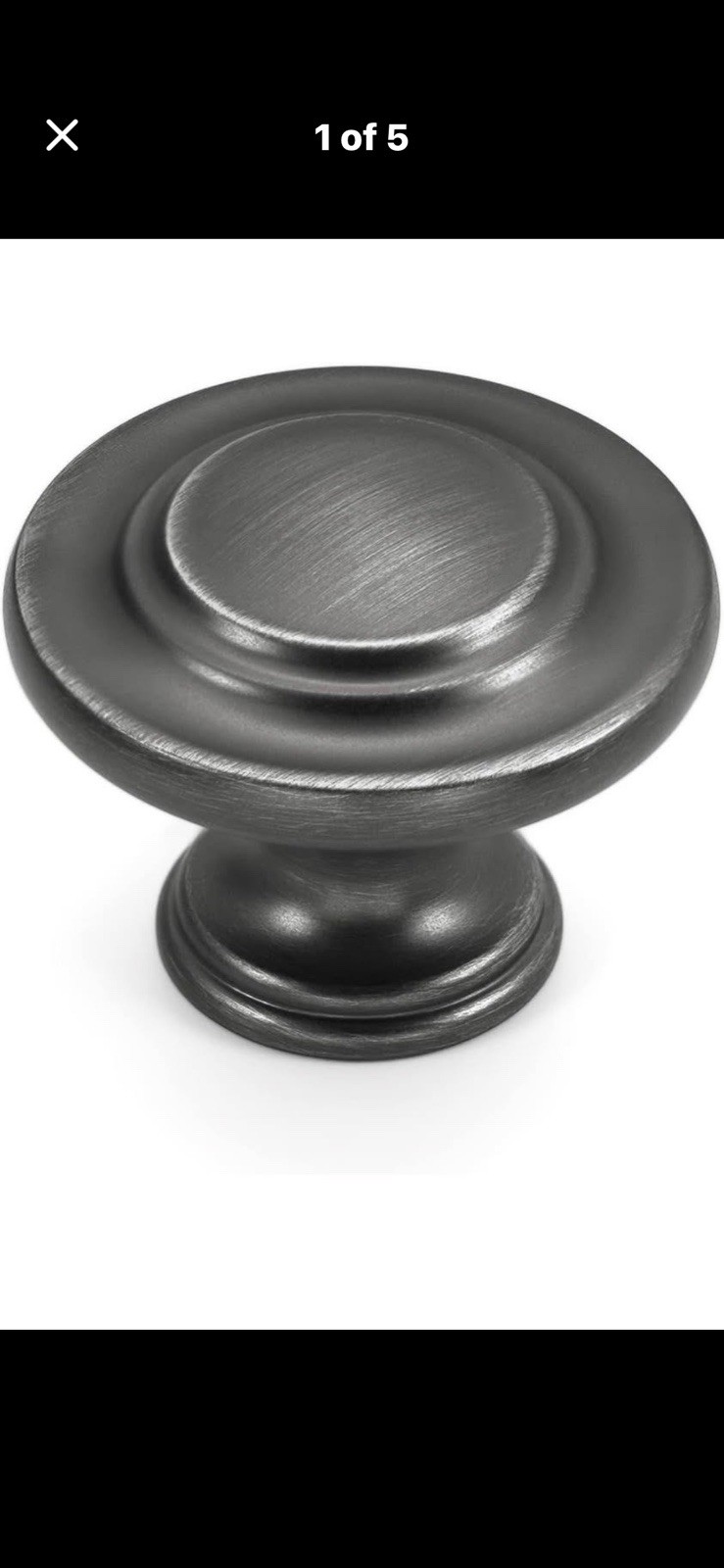 (10 Pack) Round Pewter Antique Vintage Silver Cabinet Drawer Knob 1-1/3”
