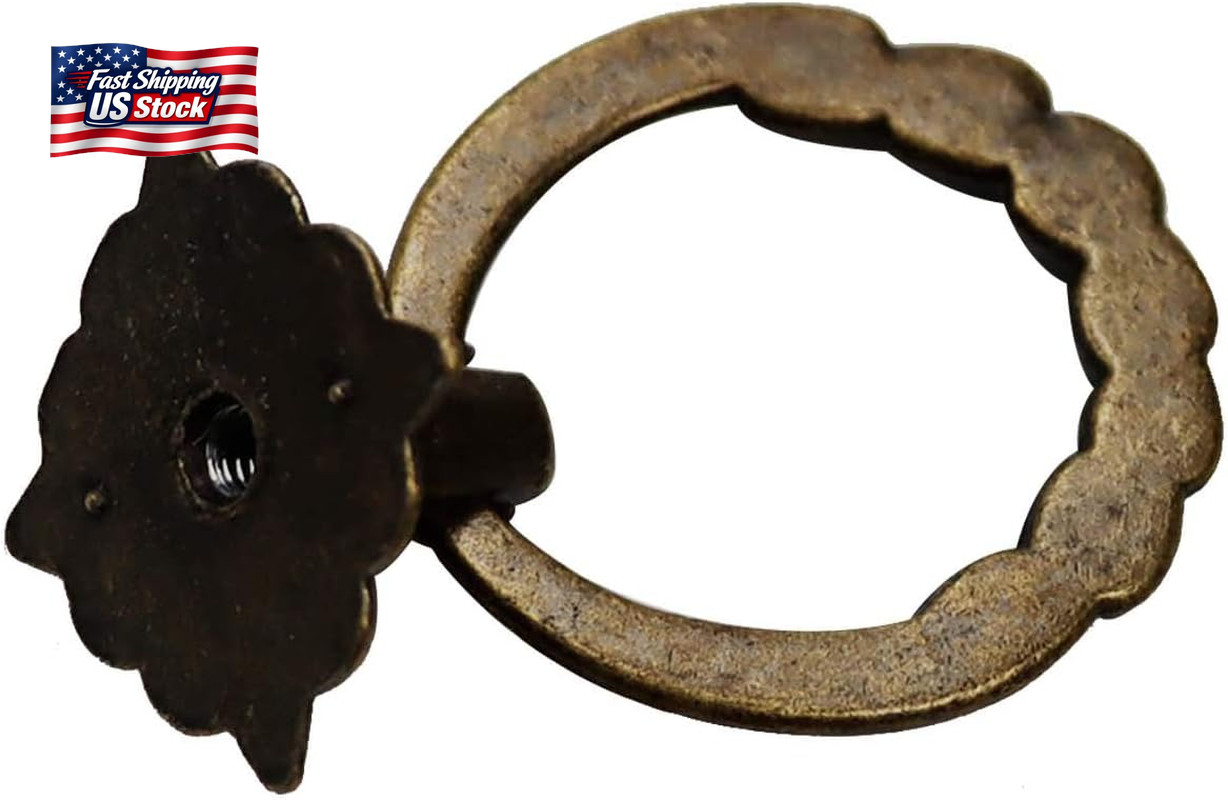 Chris.W 6Pcs Vintage Bronze Drop Ring Knobs Pulls Handles for Dresser Drawer Ant