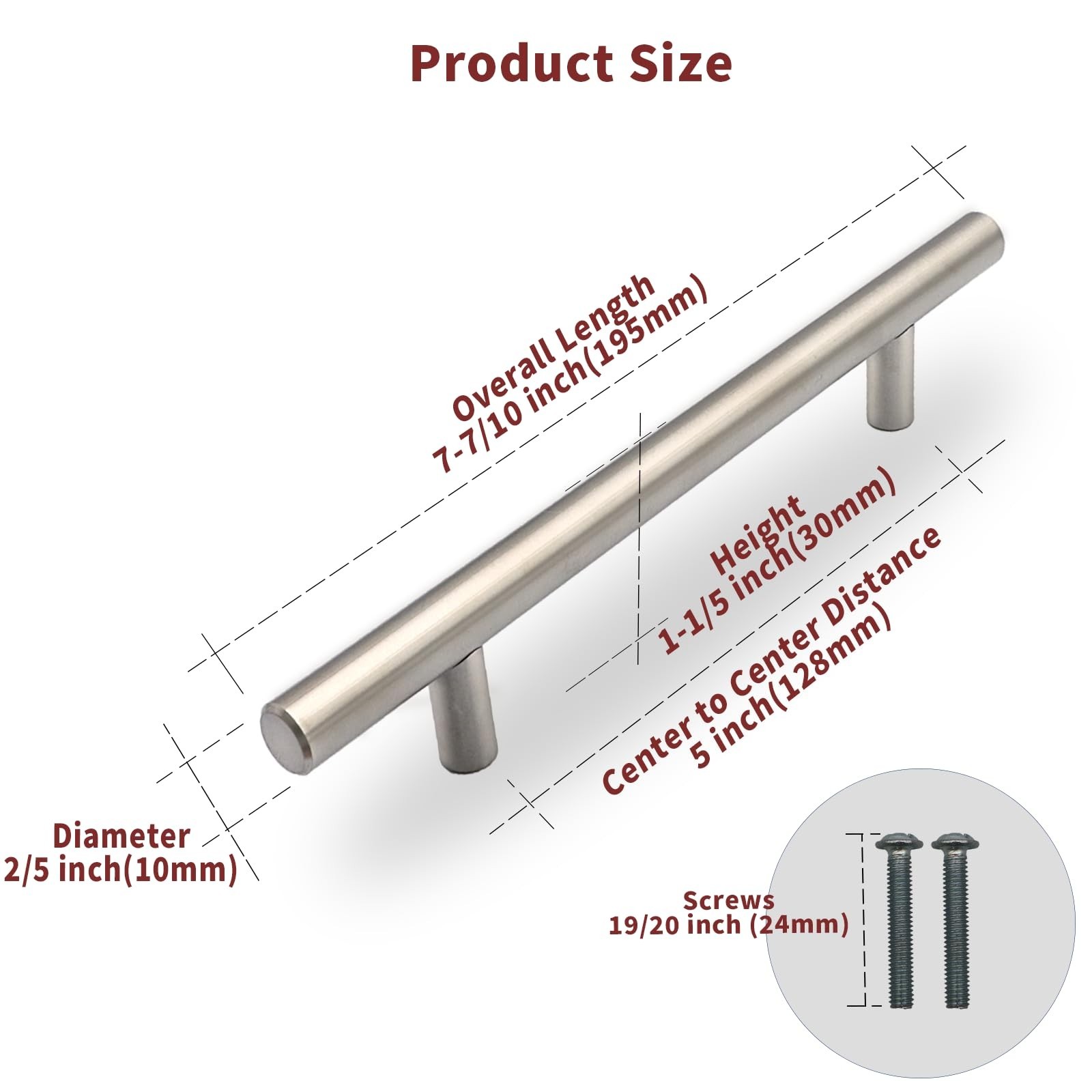 10 Pack 5 Inch Hole Center Cabinet Pulls Handles, Silver Kitchen Cabinet Pull…