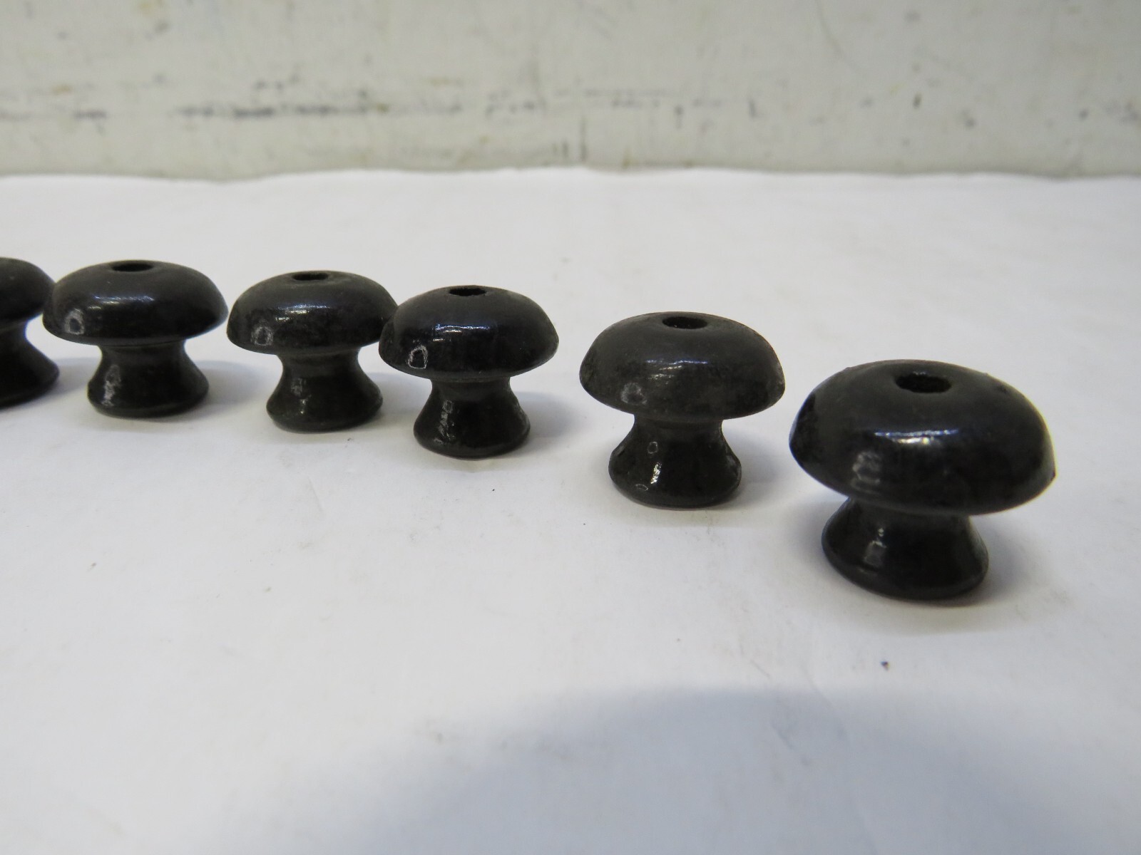 Lot of 10 NOS 1800’s Antique small wooden Black Round Drawer Handles knobs pulls