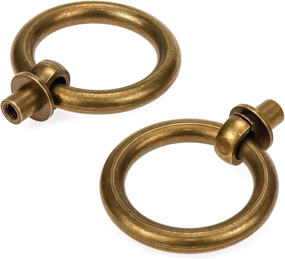 Antique Bronze Pulls Ring 6Pcs, 1.38 Inch Drawer Handles, Drop Ring Pulls Vintag