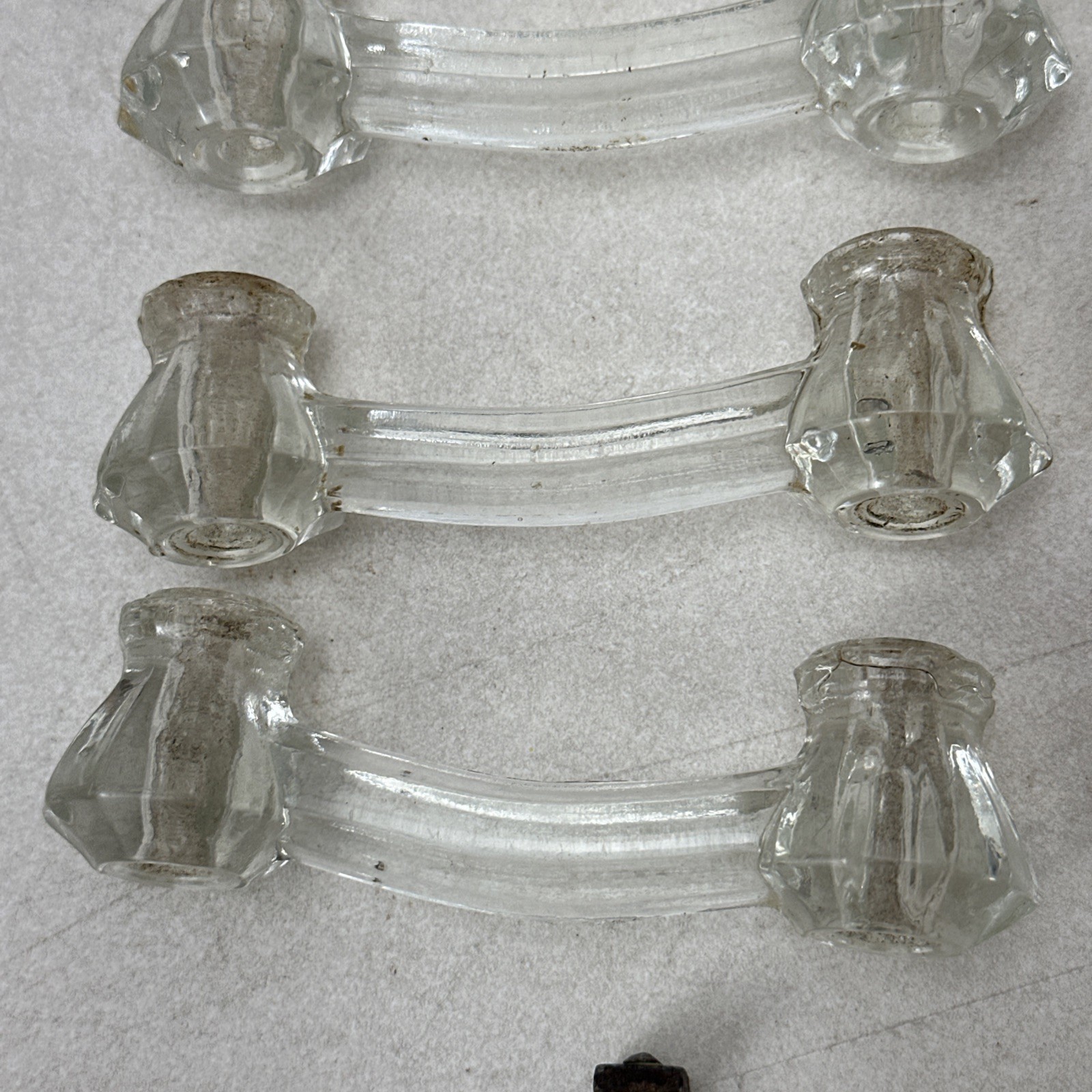 Lot of 9 Vintage Glass Drawer Pulls 8 Handles 1 Knob Different Styles As Is