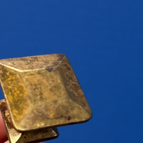 Set of 3 Antique/Vintage Solid Brass Mission Style Drawer Pulls Square Beveled