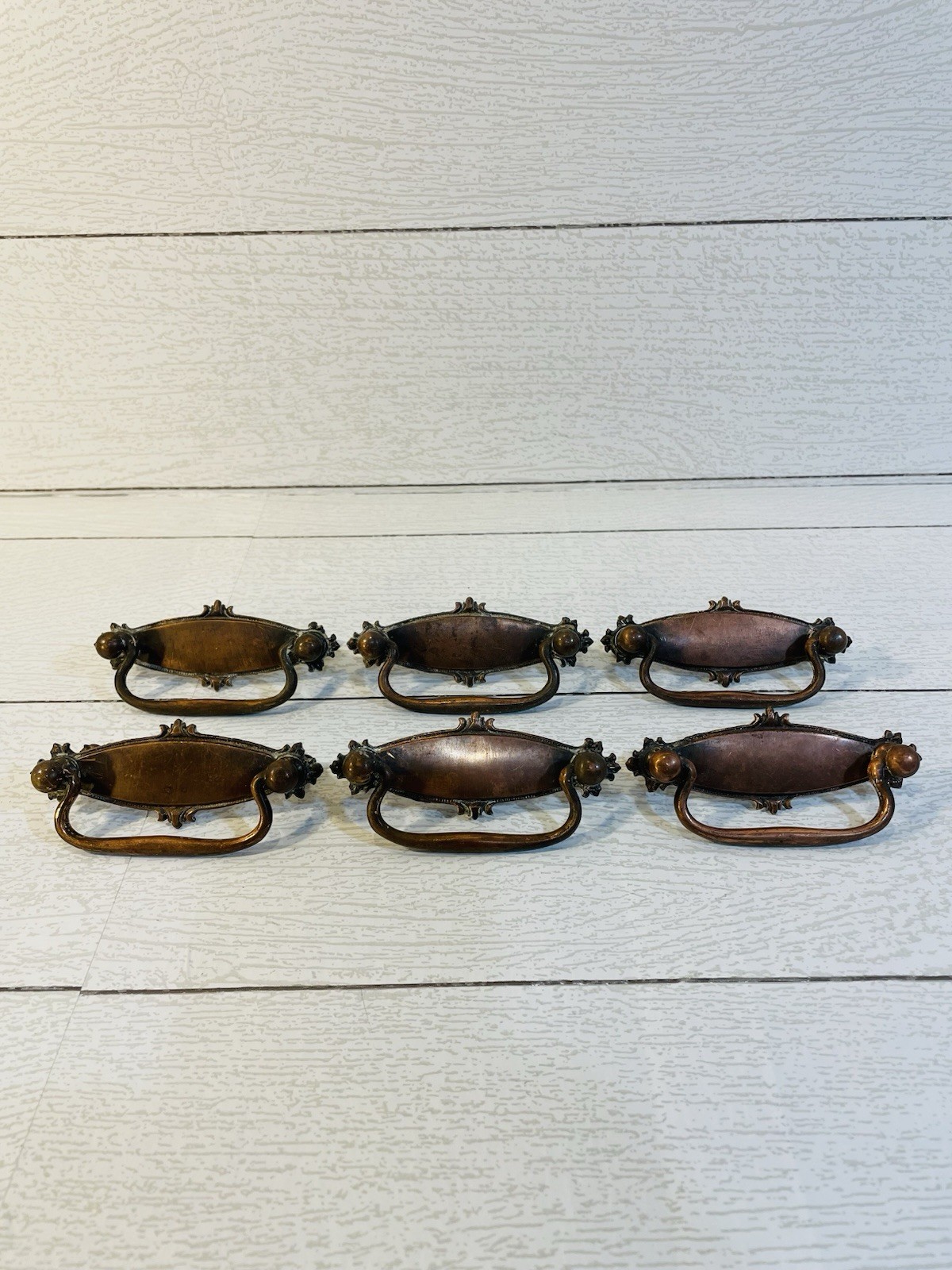 Lot 6 Antique Vintage Grand Rapids Brass Co 770 Copper And Brass Drawer Pulls
