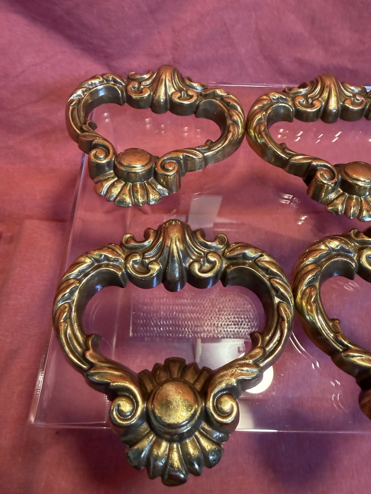 6 VTG Antique Drop Handles Cabinet Drawer Pulls Door Dresser Brass Hardware (96)