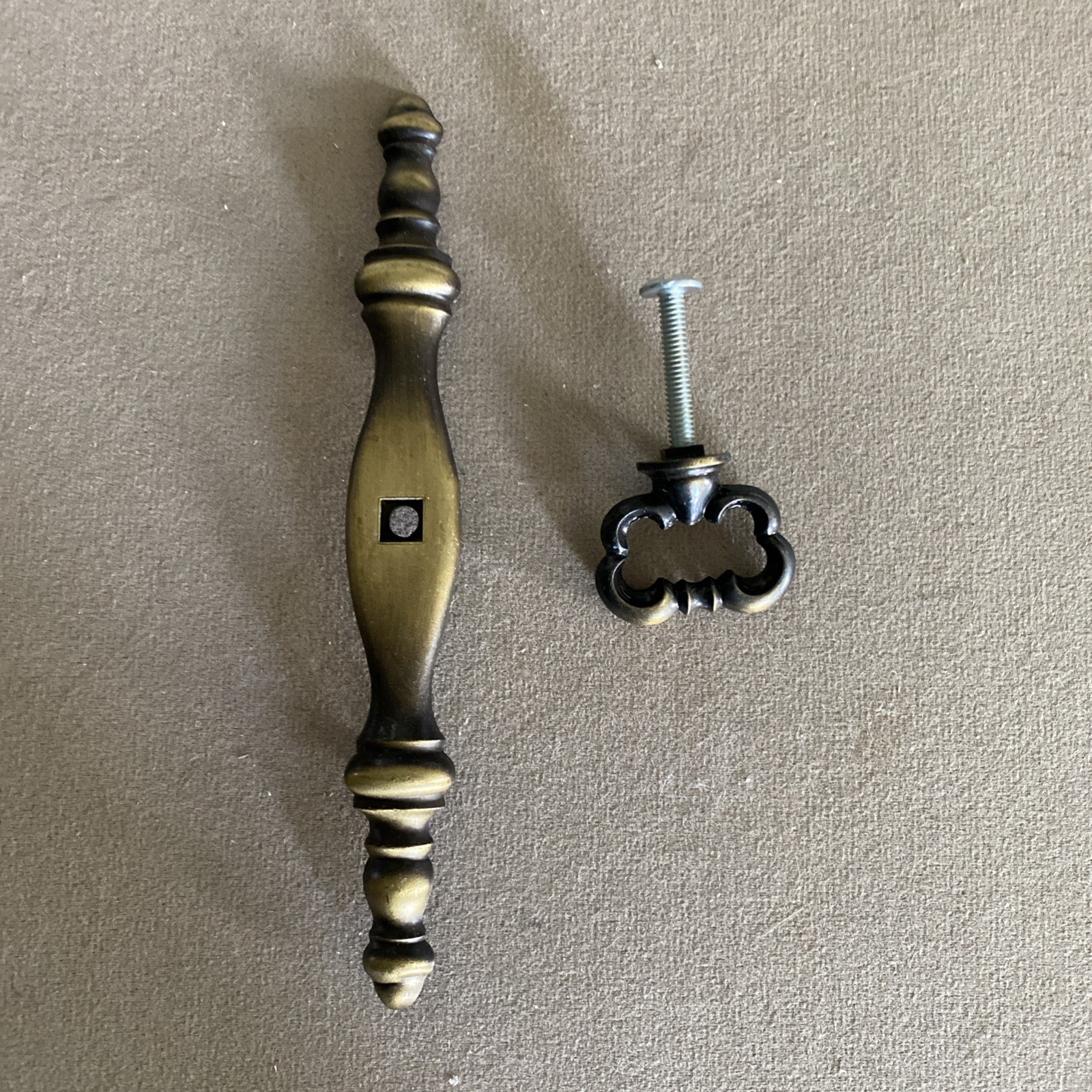 Large Vintage Brass Finger Pull w/ Back Plate 5 1/2” long