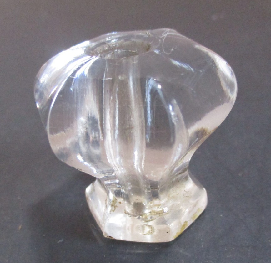 Hexagonal Clear Glass Drawer Knobs 6 Sided Dresser or Cabinet Pulls Salvage 6 PC