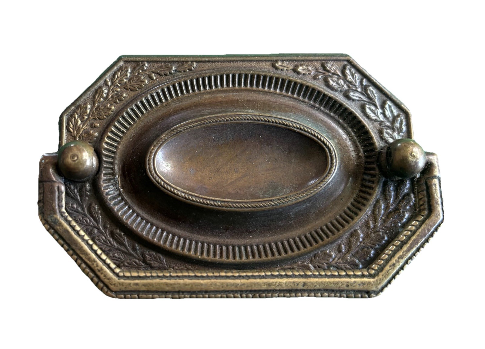 Hepplewhite Chippendale Hexagon Brass Antique Hardware Drawer Pull 2 3/4”centers