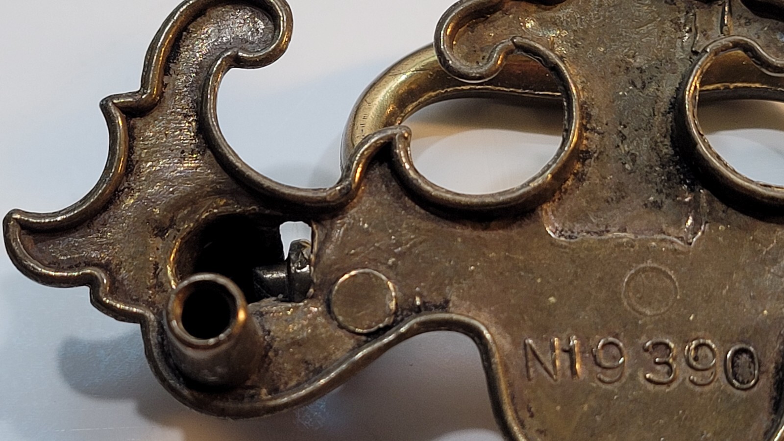 Vintage Brass Drop Bail Pull Handle Drawer w Bolts 2.5 inches between bolts