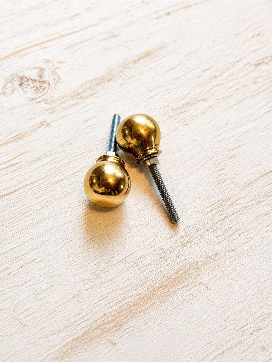Solid Polished Brass Ball Drawer Knobs Vintage Style Cannon Ball Cabinet Pulls