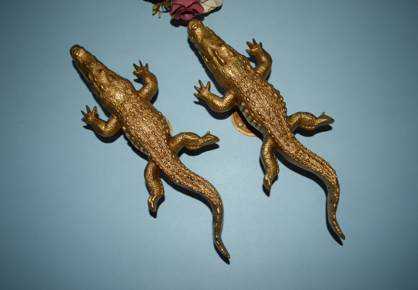 Brass Alligator Door Handles With Round Base Lizard Crocodile Almirah Pull GTX
