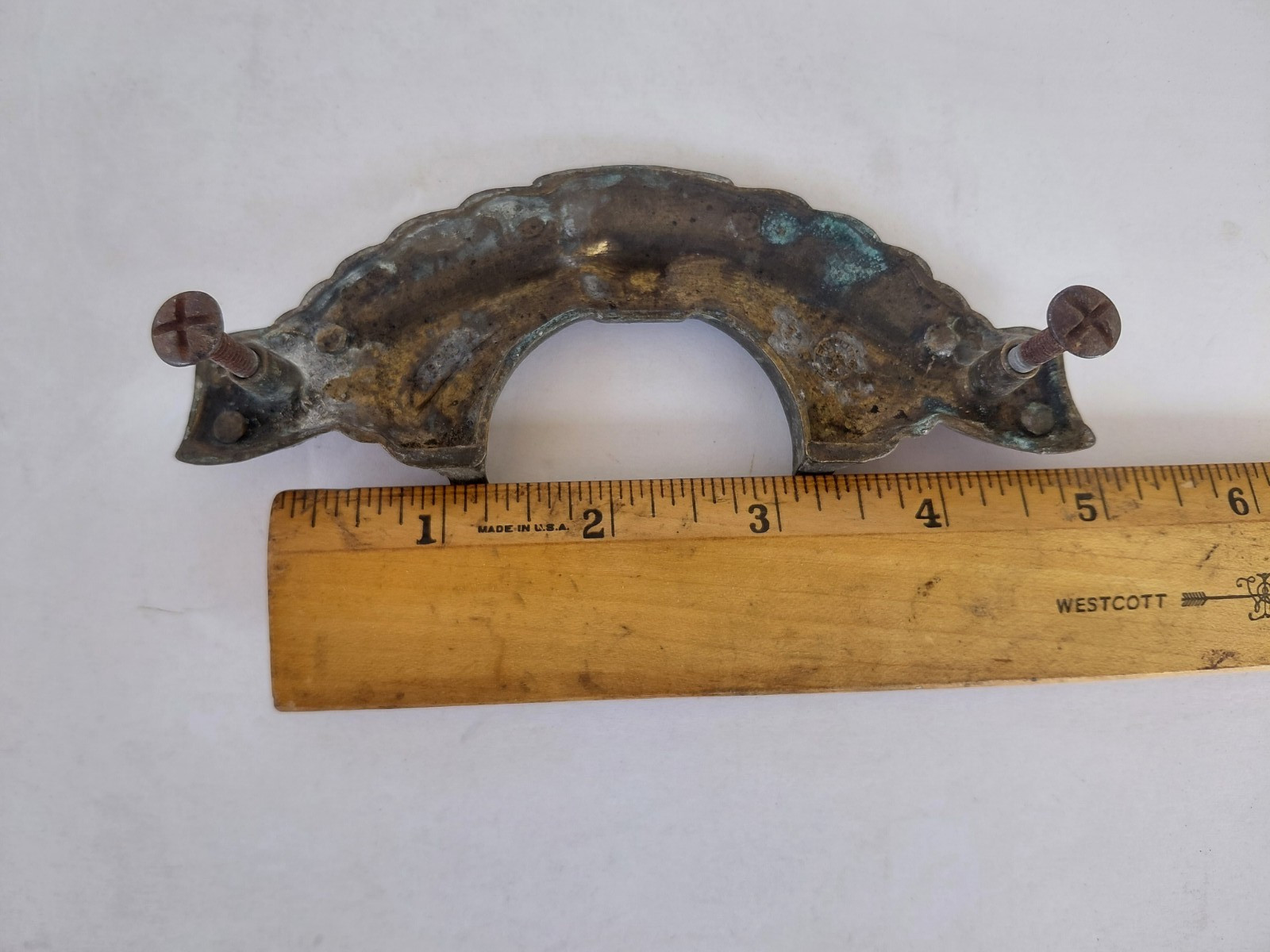 Vintage Drawer Door Pull Brass Art Nouveau Ornate 5.25″ Round Circle Keeler