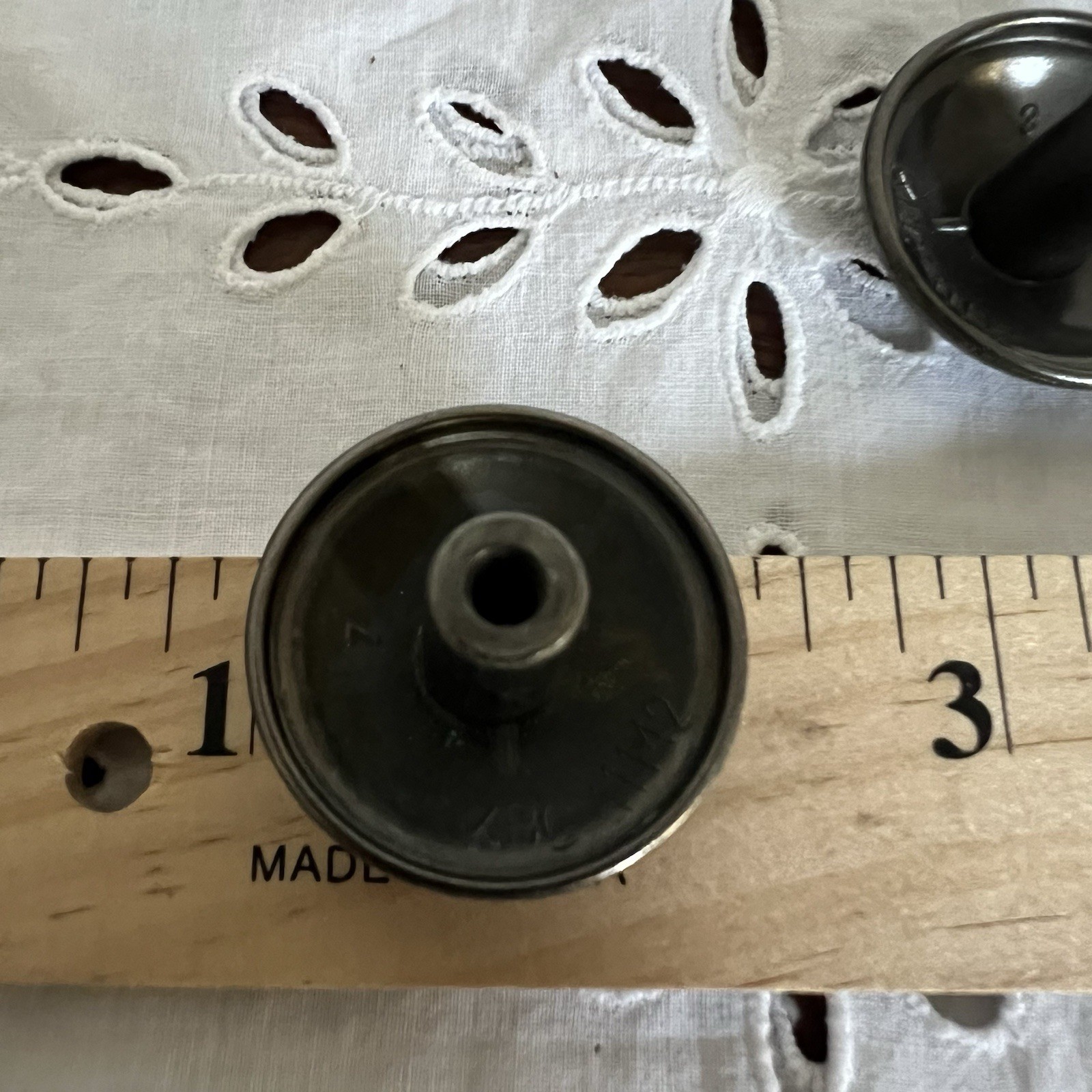 Vintage Knobs Black/Silver & Brass Tone Metal Qty 2 No Screws Mid Century