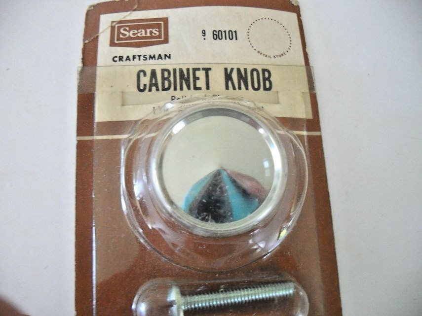 Vintage Nos 1″ Chrome Drawer Knob Convex Face Cabinet Handle Sears 60101