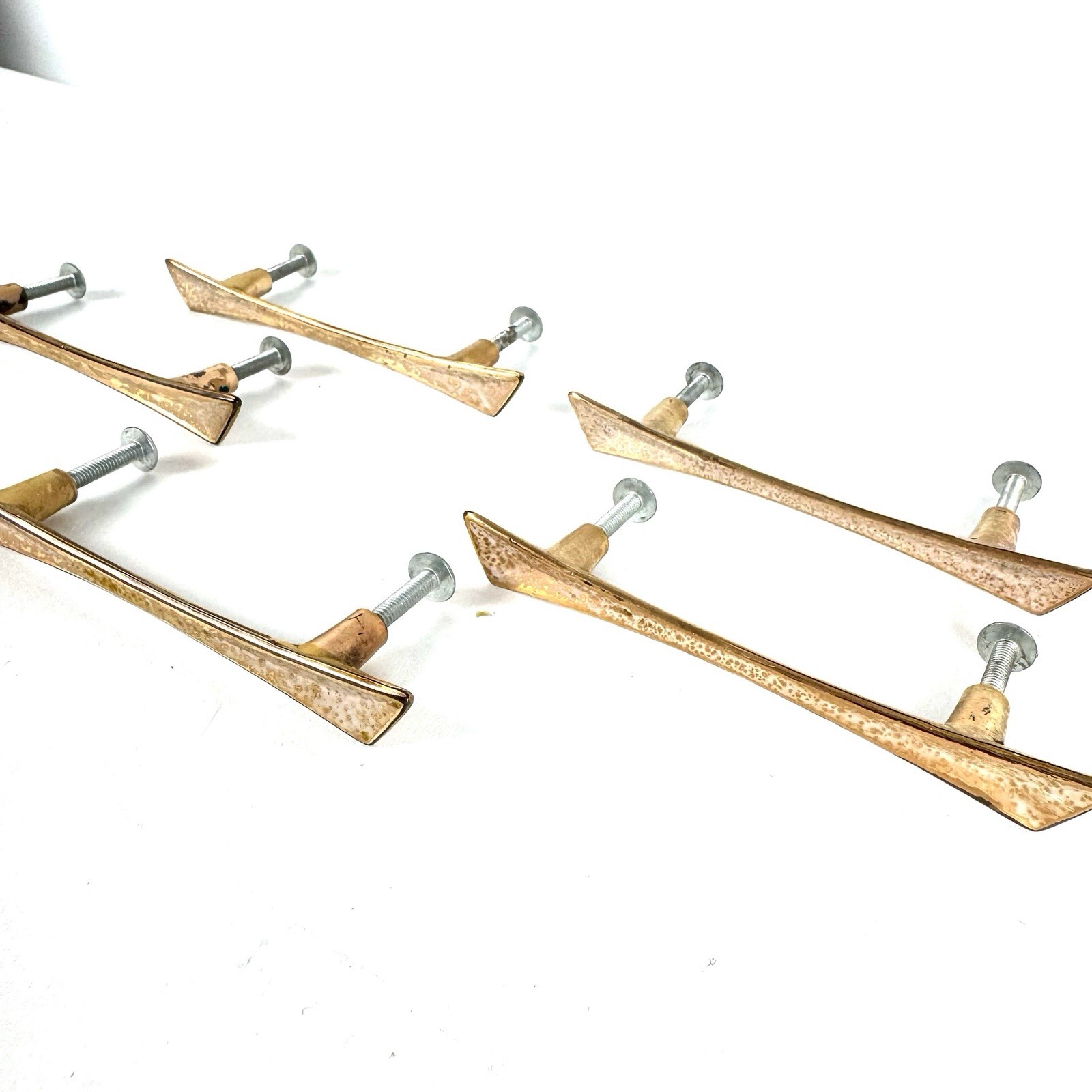 MCM Drawer Pulls Copper-Tone Art Deco Bow Tie 4.5” Width Lot Of 5