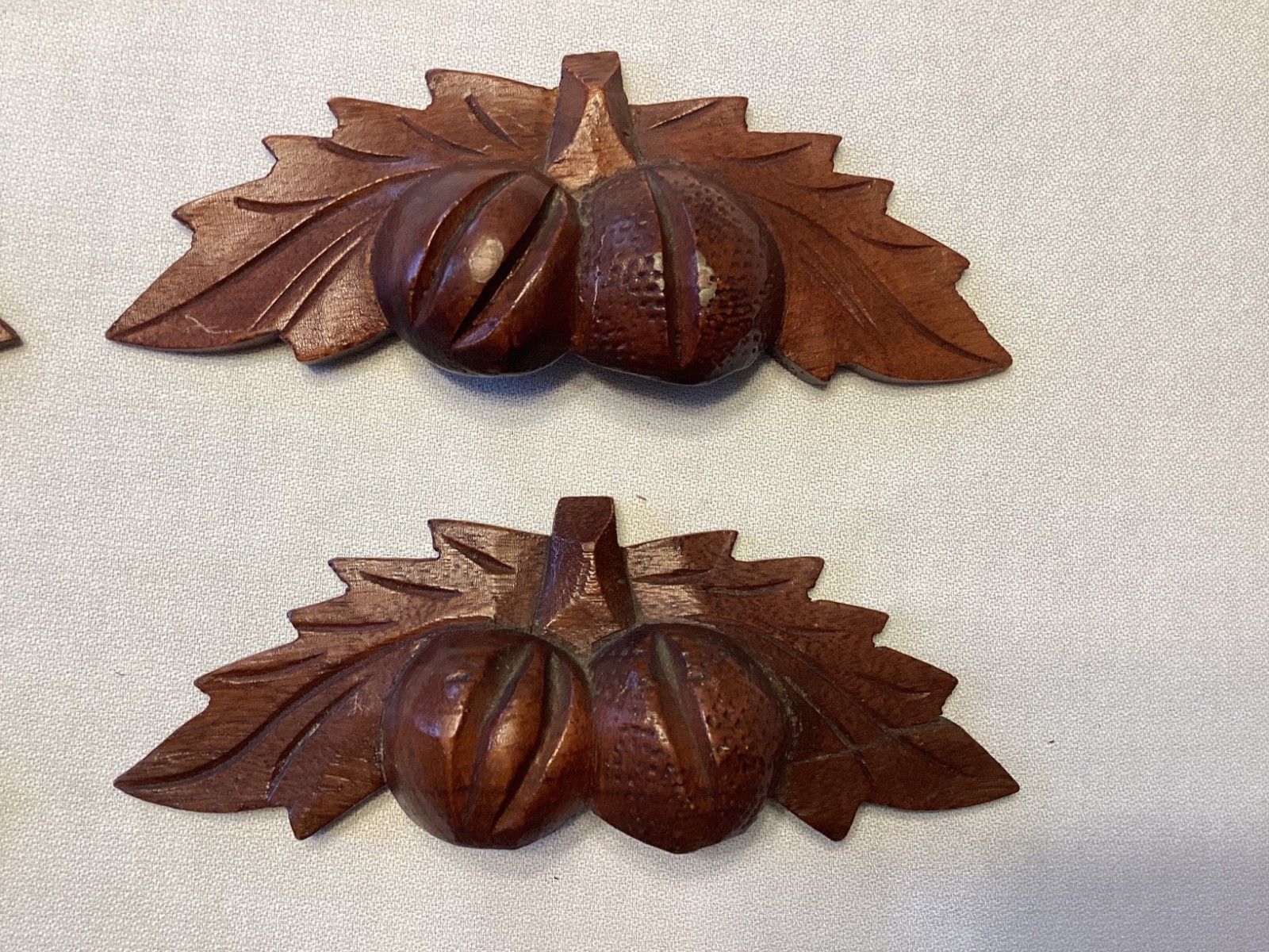 Lot of 6 Antique Victorian Carved Walnut~Leafs/Nuts Drawer Pulls.