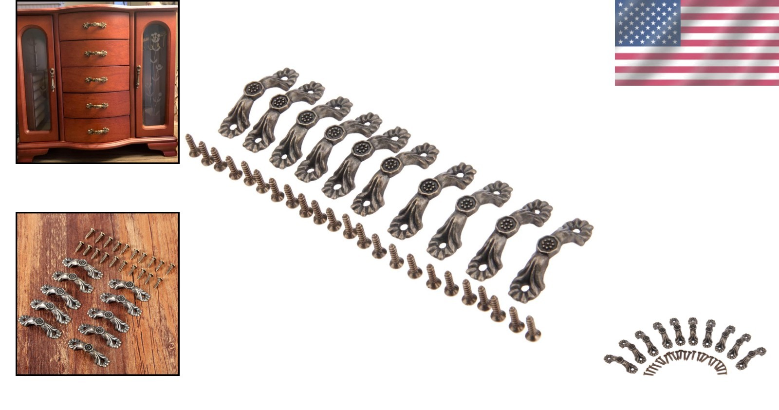 Decorative 10-Piece Antique Bronze Knob Set – 1.46″ Vintage Cabinet Hardware