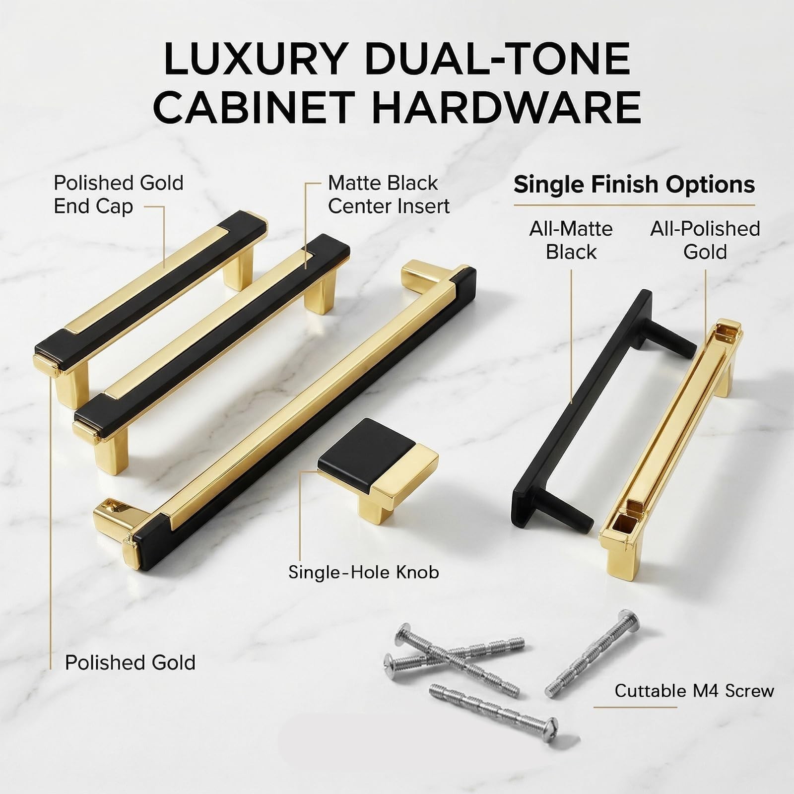 10 Pack Black Gold Cabinet Pulls & Handles, 5 Inch Hole Center | Polished acc…