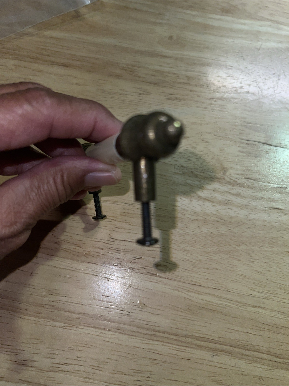 Vintage Draw Pull Brass Cream Color Center