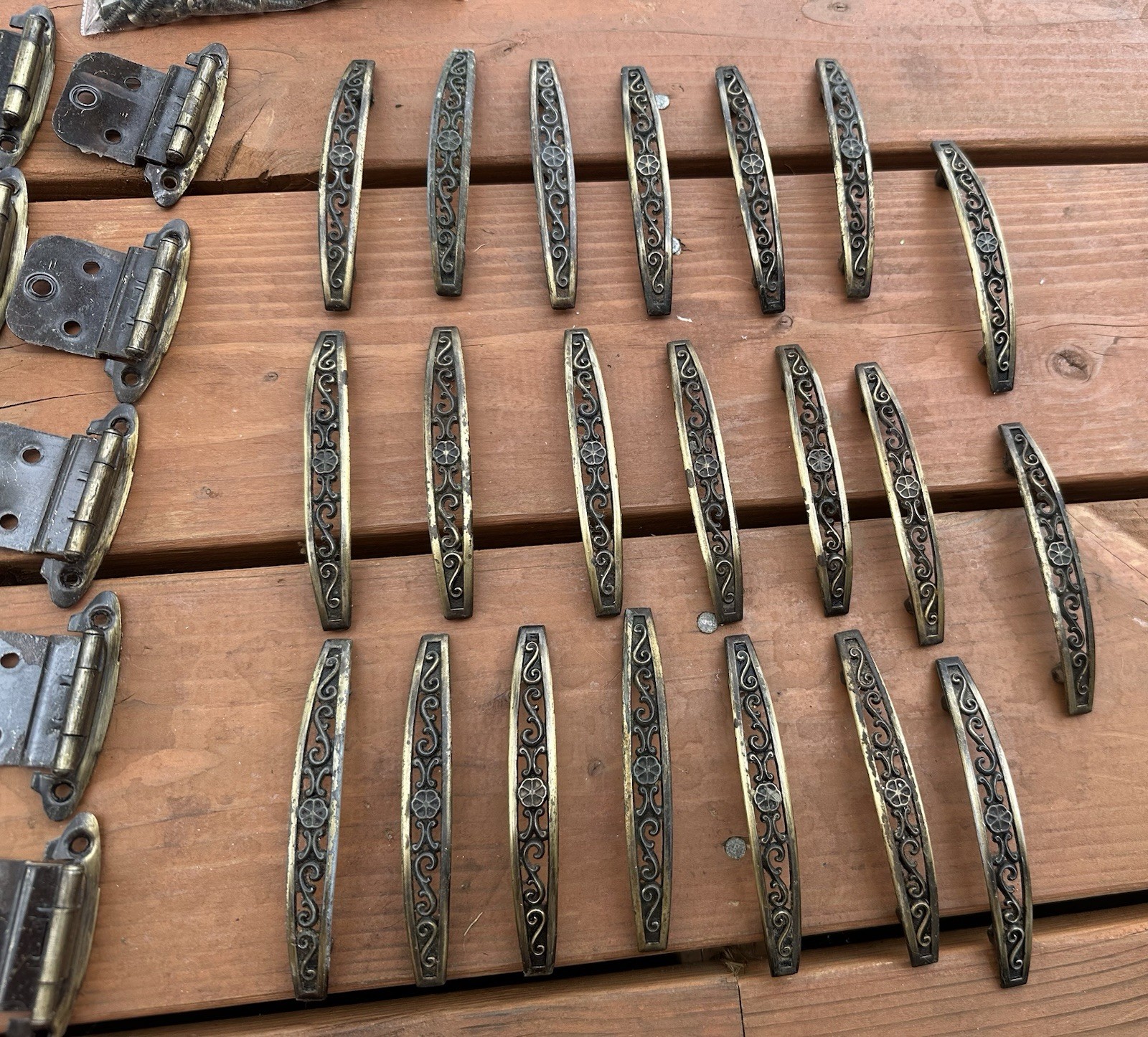 Vintage Ajax Filigree Ornate Handle Pulls For Drawers Cabinets Matching Hinges