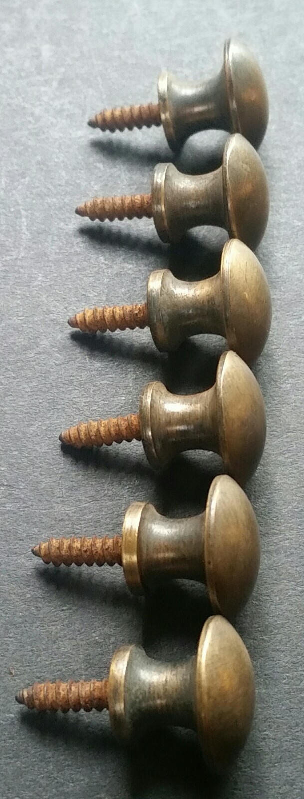 6 Solid Brass Stacking Barrister Bookcase 5/8″ Round Knobs Pulls Handles #K2